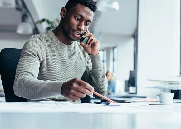 business man on phone in office